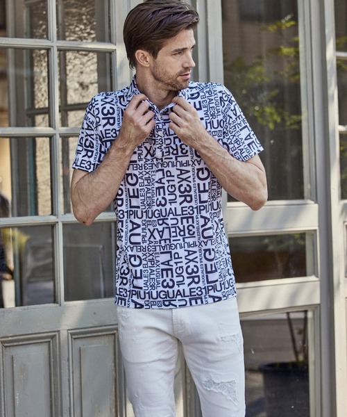 1PIU1UGUALE3 RELAX (ウノピゥウノウグァーレトレ リラックス)の「1PIU1UGUALE3 RELAX(ウノピゥウノウグァーレトレ)スーパーストレッチランダムロゴ半袖ポロシャツ(ポロシャツ・メンズ・ホワイト/ブラック・XL/M/L/S/XXL)」の21枚目の写真