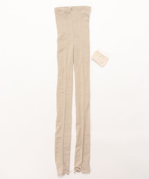 Burner（バーナー）の「【SMALL STONE】リネン混リブ調レギンスメロウ裾（レギンス/スパッツ・レディース・ネイビー/チャコールグレー/ベージュ・M-L）」の4枚目の写真