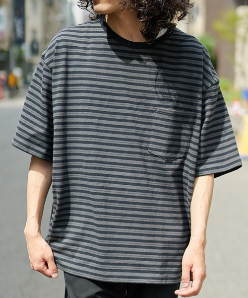 FIRST DOWN(ファーストダウン)の「WEB限定/ヘビーウェイトボーダーT(Tシャツ/カットソー・メンズ・ホワイト/チャコールグレー/ネイビー/ホワイト系その他・MEDIUM/LARGE/X-LARGE)」の4枚目の写真