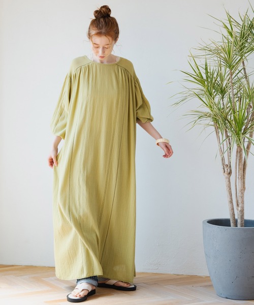 Crisp(クリスプ)の「スモックレースワンピース(ワンピース・レディース・グレー/ピンク/グリーン・FREE)」の6枚目の写真