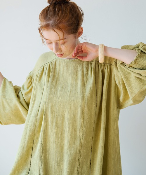 Crisp(クリスプ)の「スモックレースワンピース(ワンピース・レディース・グレー/ピンク/グリーン・FREE)」の8枚目の写真