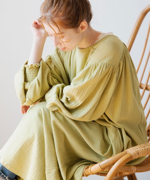 Crisp(クリスプ)の「スモックレースワンピース(ワンピース・レディース・グレー/ピンク/グリーン・FREE)」の15枚目の写真