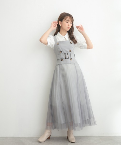 ADIRA(アディラ)の「チュールレイヤードジャンスカ(シャツワンピース・レディース・ブラック/ブルーグレー・MEDIUM)」の18枚目の写真