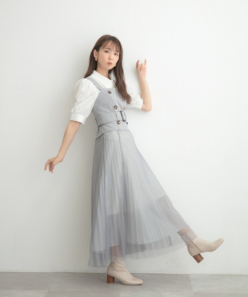ADIRA(アディラ)の「チュールレイヤードジャンスカ(シャツワンピース・レディース・ブラック/ブルーグレー・MEDIUM)」の6枚目の写真