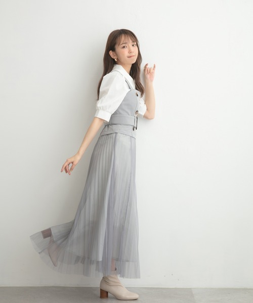 ADIRA(アディラ)の「チュールレイヤードジャンスカ(シャツワンピース・レディース・ブラック/ブルーグレー・MEDIUM)」の12枚目の写真