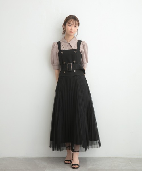 ADIRA(アディラ)の「チュールレイヤードジャンスカ(シャツワンピース・レディース・ブラック/ブルーグレー・MEDIUM)」の16枚目の写真