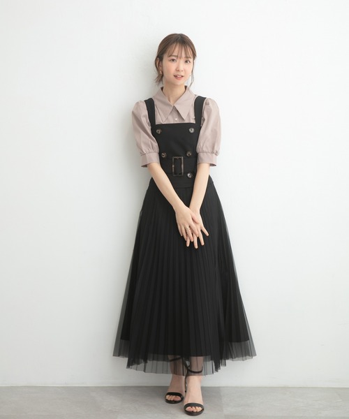 ADIRA(アディラ)の「チュールレイヤードジャンスカ(シャツワンピース・レディース・ブラック/ブルーグレー・MEDIUM)」の8枚目の写真