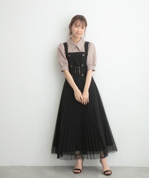 ADIRA(アディラ)の「チュールレイヤードジャンスカ(シャツワンピース・レディース・ブラック/ブルーグレー・MEDIUM)」の14枚目の写真