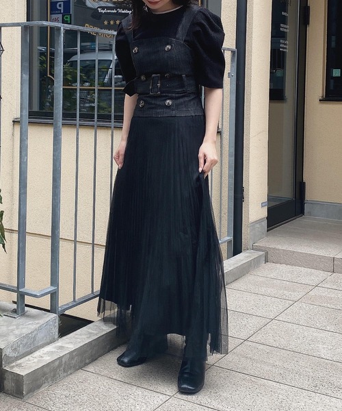 ADIRA(アディラ)の「チュールレイヤードジャンスカ(シャツワンピース・レディース・ブラック/ブルーグレー・MEDIUM)」の7枚目の写真