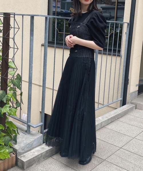 ADIRA(アディラ)の「チュールレイヤードジャンスカ(シャツワンピース・レディース・ブラック/ブルーグレー・MEDIUM)」の13枚目の写真