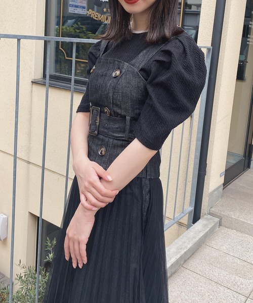 ADIRA(アディラ)の「チュールレイヤードジャンスカ(シャツワンピース・レディース・ブラック/ブルーグレー・MEDIUM)」の9枚目の写真