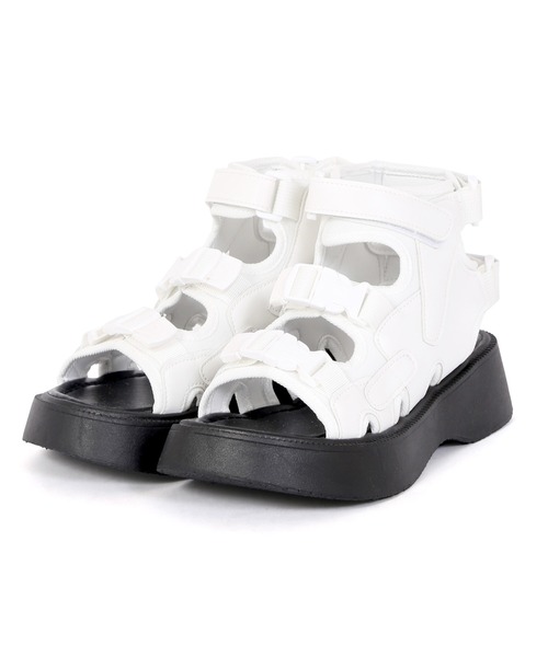 Figments（フィグメンツ）の「ベルクロアジャスターサンダル（サンダル・レディース・ブラック/ホワイト・SMALL/MEDIUM）」の6枚目の写真