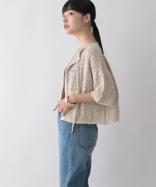 LOWRYS FARM(ローリーズファーム)の「オープンワークニットカーディガン 346340(カーディガン/ボレロ・レディース・ブラック/ブラウン/アイボリー・FREE)」の6枚目の写真