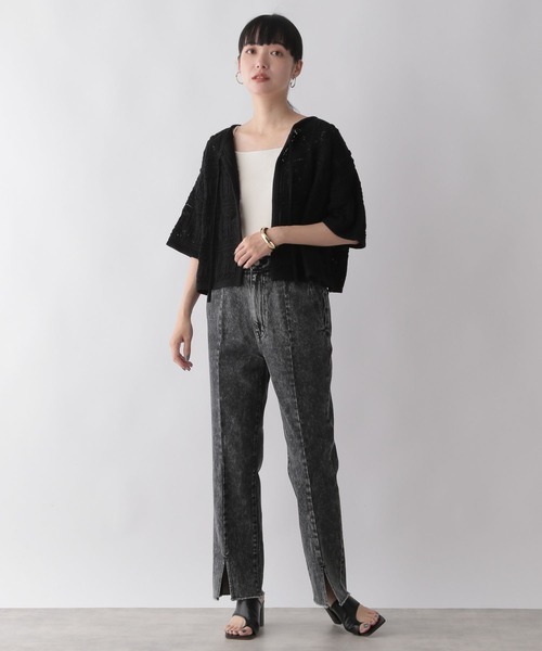 LOWRYS FARM(ローリーズファーム)の「オープンワークニットカーディガン 346340(カーディガン/ボレロ・レディース・ブラック/ブラウン/アイボリー・FREE)」の7枚目の写真