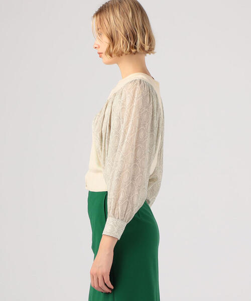 SOULEIADO（ソレイアード）の「レーヨンコットン コンビカーディガン（ニット/セーター・レディース・チャコールグレー/ライトベージュ・S）」の5枚目の写真