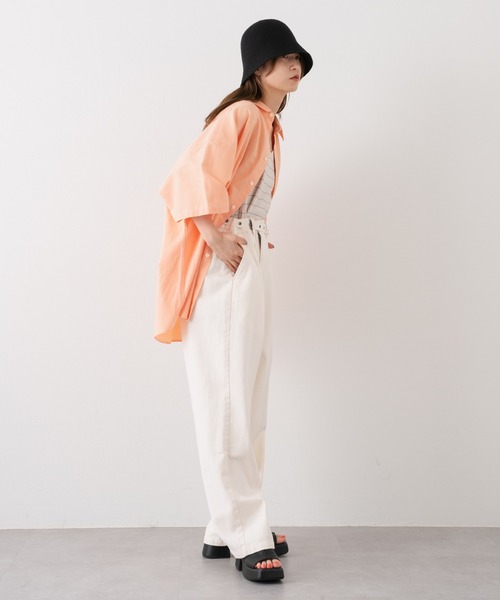 WHIMSIC(ウィムジック)の「【WHIMSIC】オーバーサイズカラーシャツ(シャツ/ブラウス・レディース・ピンク/イエロー/オレンジ/グリーン・FREE)」の6枚目の写真