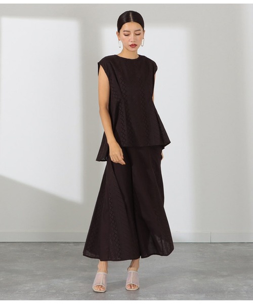 Settimissimo(セッティミッシモ)の「総刺繍ウエストタックAラインブラウス【セットアップ着用可】(シャツ/ブラウス・レディース・オレンジ/グリーン/スミクロ・FREE)」の5枚目の写真