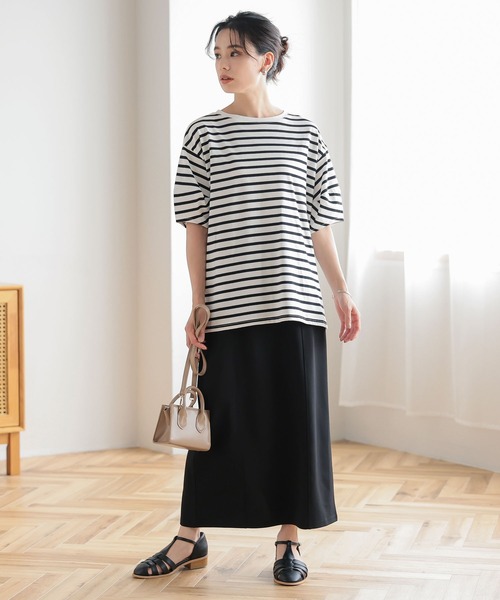 KOBE LETTUCE（コウベレタス）の「ランタンショートスリーブボーダートップス（Tシャツ/カットソー・レディース・ホワイト×グリーン/ホワイト×ブルー/ホワイト×ブラック/ピンク系その他/ホワイト×イエロー/ピンク系その他2・FREE）」の16枚目の写真