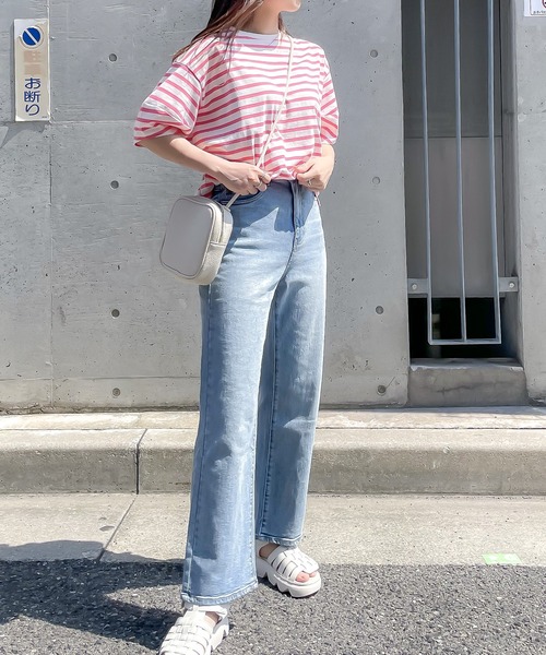 KOBE LETTUCE（コウベレタス）の「ランタンショートスリーブボーダートップス（Tシャツ/カットソー・レディース・ホワイト×グリーン/ホワイト×ブルー/ホワイト×ブラック/ピンク系その他/ホワイト×イエロー/ピンク系その他2・FREE）」の12枚目の写真