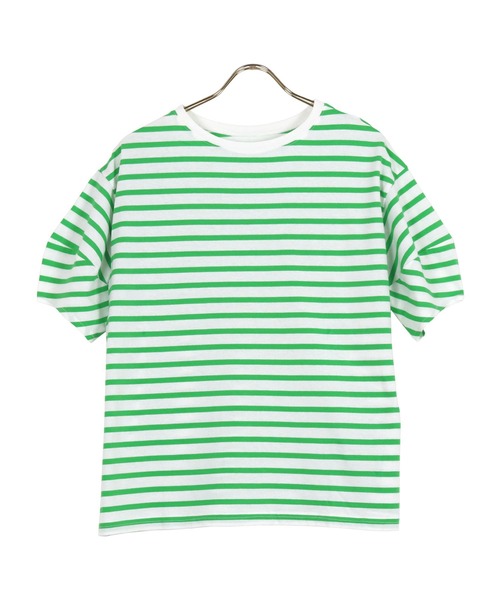 KOBE LETTUCE（コウベレタス）の「ランタンショートスリーブボーダートップス（Tシャツ/カットソー・レディース・ホワイト×グリーン/ホワイト×ブルー/ホワイト×ブラック/ピンク系その他/ホワイト×イエロー/ピンク系その他2・FREE）」の19枚目の写真