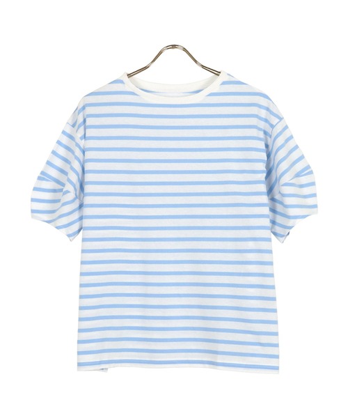 KOBE LETTUCE（コウベレタス）の「ランタンショートスリーブボーダートップス（Tシャツ/カットソー・レディース・ホワイト×グリーン/ホワイト×ブルー/ホワイト×ブラック/ピンク系その他/ホワイト×イエロー/ピンク系その他2・FREE）」の20枚目の写真