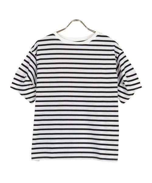 KOBE LETTUCE（コウベレタス）の「ランタンショートスリーブボーダートップス（Tシャツ/カットソー・レディース・ホワイト×グリーン/ホワイト×ブルー/ホワイト×ブラック/ピンク系その他/ホワイト×イエロー/ピンク系その他2・FREE）」の21枚目の写真