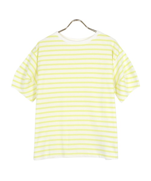 KOBE LETTUCE（コウベレタス）の「ランタンショートスリーブボーダートップス（Tシャツ/カットソー・レディース・ホワイト×グリーン/ホワイト×ブルー/ホワイト×ブラック/ピンク系その他/ホワイト×イエロー/ピンク系その他2・FREE）」の22枚目の写真