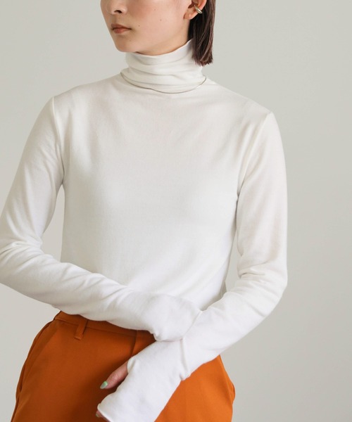 select MOCA(セレクトモカ)の「ゆるハイネックプルオーバー(Tシャツ/カットソー・レディース・ブラック/オフホワイト/カーキ/レンガ・FREE)」の3枚目の写真