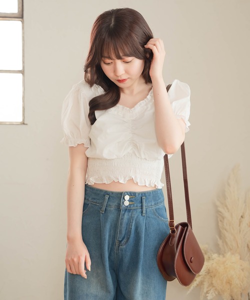 Cham.（チャム）の「フリルギャザーブラウス（シャツ/ブラウス・レディース・ブラック/オフホワイト・F）」の19枚目の写真