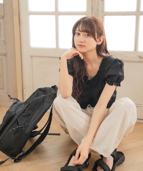 Cham.（チャム）の「フリルギャザーブラウス（シャツ/ブラウス・レディース・ブラック/オフホワイト・F）」の18枚目の写真