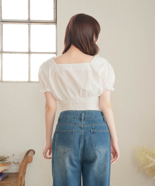 Cham.（チャム）の「フリルギャザーブラウス（シャツ/ブラウス・レディース・ブラック/オフホワイト・F）」の10枚目の写真