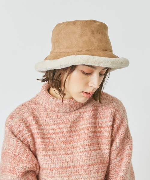 Chapeau d' O(シャポードオー)の「Chapeau d' O FakeMouton Bucket(ハット・レディース・ブラック/ベージュ/ライトベージュ・M/57.5cm)」の2枚目の写真