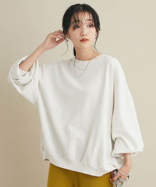 CRAFT STANDARD BOUTIQUE(クラフトスタンダードブティック)の「ピグメントダイボリュームスリーブスウェット *◆(スウェット・レディース・ライトグレー/チャコールグレー/ライトブラウン/イエロー/ブルー/パープル・M/L/LL)」の1枚目の写真