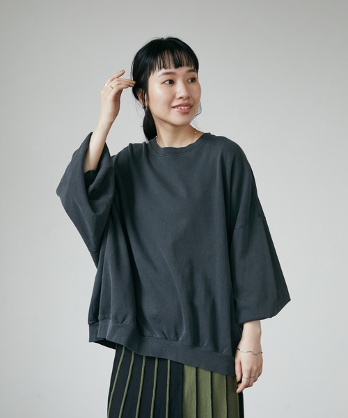 CRAFT STANDARD BOUTIQUE(クラフトスタンダードブティック)の「ピグメントダイボリュームスリーブスウェット *◆(スウェット・レディース・ライトグレー/チャコールグレー/ライトブラウン/イエロー/ブルー/パープル・M/L/LL)」の7枚目の写真