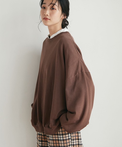 CRAFT STANDARD BOUTIQUE(クラフトスタンダードブティック)の「ピグメントダイボリュームスリーブスウェット *◆(スウェット・レディース・ライトグレー/チャコールグレー/ライトブラウン/イエロー/ブルー/パープル・M/L/LL)」の14枚目の写真