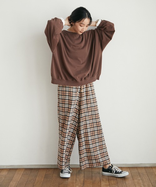 CRAFT STANDARD BOUTIQUE(クラフトスタンダードブティック)の「ピグメントダイボリュームスリーブスウェット *◆(スウェット・レディース・ライトグレー/チャコールグレー/ライトブラウン/イエロー/ブルー/パープル・M/L/LL)」の8枚目の写真