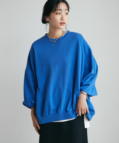 CRAFT STANDARD BOUTIQUE(クラフトスタンダードブティック)の「ピグメントダイボリュームスリーブスウェット *◆(スウェット・レディース・ライトグレー/チャコールグレー/ライトブラウン/イエロー/ブルー/パープル・M/L/LL)」の15枚目の写真