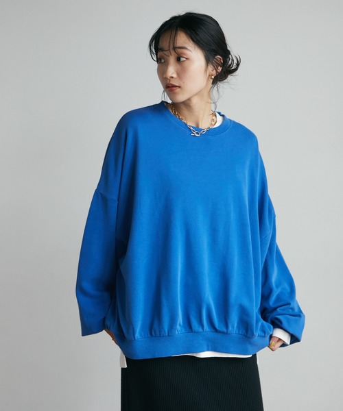 CRAFT STANDARD BOUTIQUE(クラフトスタンダードブティック)の「ピグメントダイボリュームスリーブスウェット *◆(スウェット・レディース・ライトグレー/チャコールグレー/ライトブラウン/イエロー/ブルー/パープル・M/L/LL)」の22枚目の写真