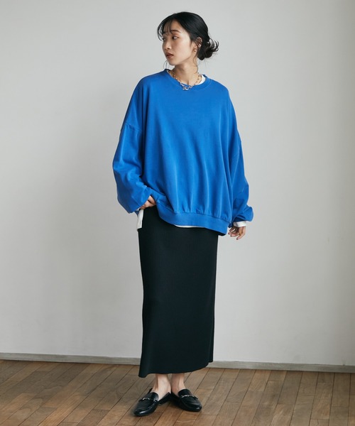 CRAFT STANDARD BOUTIQUE(クラフトスタンダードブティック)の「ピグメントダイボリュームスリーブスウェット *◆(スウェット・レディース・ライトグレー/チャコールグレー/ライトブラウン/イエロー/ブルー/パープル・M/L/LL)」の19枚目の写真