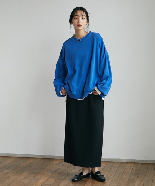 CRAFT STANDARD BOUTIQUE(クラフトスタンダードブティック)の「ピグメントダイボリュームスリーブスウェット *◆(スウェット・レディース・ライトグレー/チャコールグレー/ライトブラウン/イエロー/ブルー/パープル・M/L/LL)」の9枚目の写真