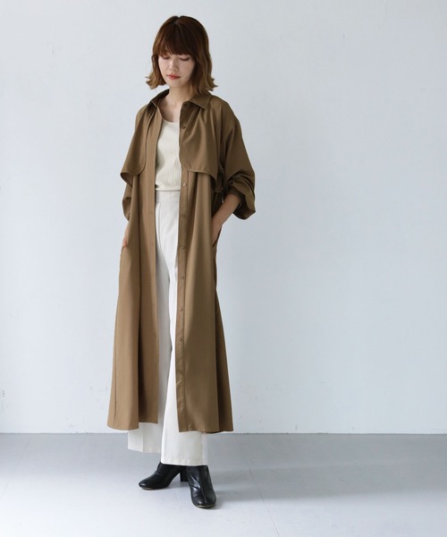 HER CLOSET（ハークローゼット）の「【shemoshelly】ロップイヤーフレアシャツワンピース（シャツワンピース・レディース・ブラック/ブラウン/グレイッシュベージュ・M）」の11枚目の写真