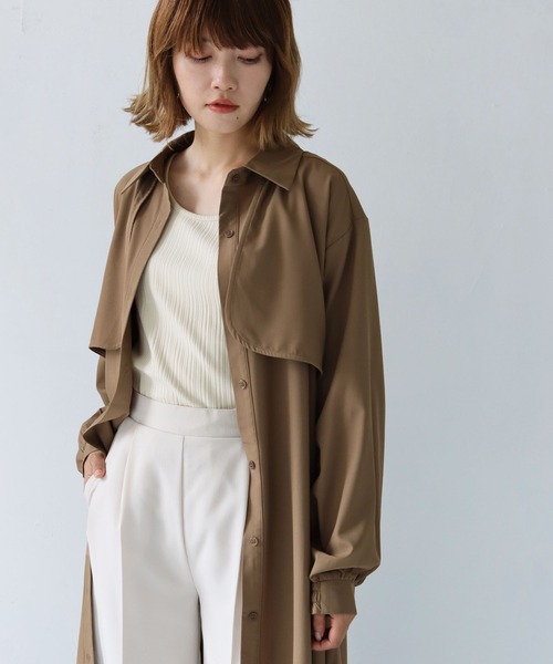 HER CLOSET（ハークローゼット）の「【shemoshelly】ロップイヤーフレアシャツワンピース（シャツワンピース・レディース・ブラック/ブラウン/グレイッシュベージュ・M）」の10枚目の写真