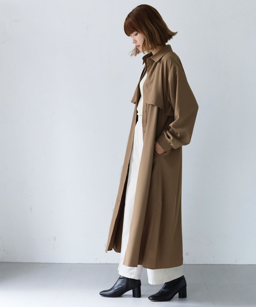 HER CLOSET（ハークローゼット）の「【shemoshelly】ロップイヤーフレアシャツワンピース（シャツワンピース・レディース・ブラック/ブラウン/グレイッシュベージュ・M）」の8枚目の写真