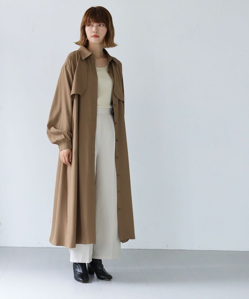 HER CLOSET（ハークローゼット）の「【shemoshelly】ロップイヤーフレアシャツワンピース（シャツワンピース・レディース・ブラック/ブラウン/グレイッシュベージュ・M）」の4枚目の写真