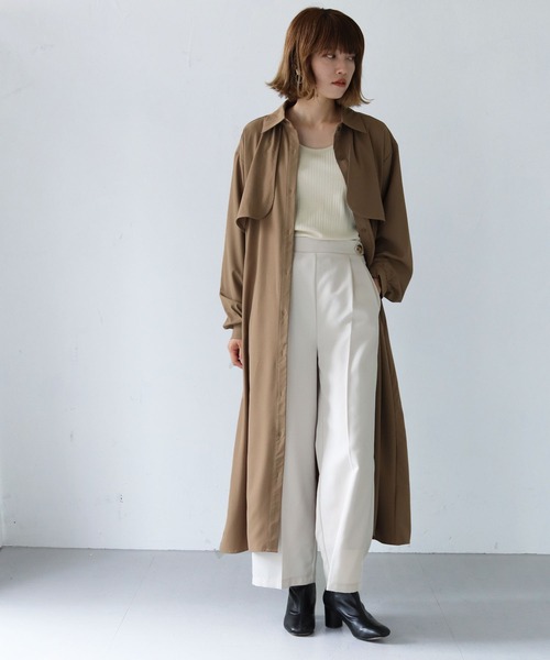 HER CLOSET（ハークローゼット）の「【shemoshelly】ロップイヤーフレアシャツワンピース（シャツワンピース・レディース・ブラック/ブラウン/グレイッシュベージュ・M）」の5枚目の写真