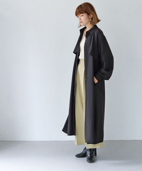 HER CLOSET（ハークローゼット）の「【shemoshelly】ロップイヤーフレアシャツワンピース（シャツワンピース・レディース・ブラック/ブラウン/グレイッシュベージュ・M）」の16枚目の写真