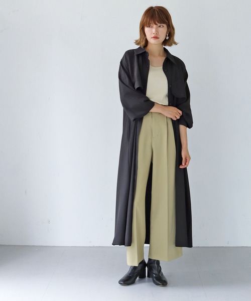 HER CLOSET（ハークローゼット）の「【shemoshelly】ロップイヤーフレアシャツワンピース（シャツワンピース・レディース・ブラック/ブラウン/グレイッシュベージュ・M）」の20枚目の写真