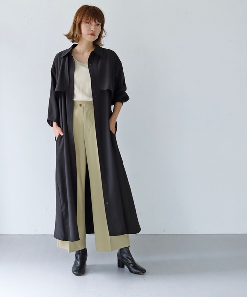 HER CLOSET（ハークローゼット）の「【shemoshelly】ロップイヤーフレアシャツワンピース（シャツワンピース・レディース・ブラック/ブラウン/グレイッシュベージュ・M）」の18枚目の写真