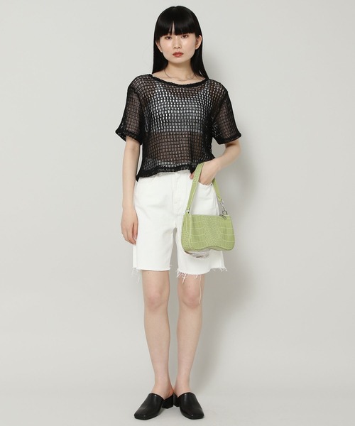 ALAND(エーランド)の「3.3 Field Trip/MESH CROP TOP 2353159(Tシャツ/カットソー・レディース・クリーム/ブラック・FREE)」の7枚目の写真