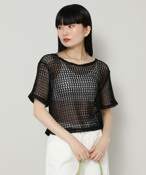 ALAND(エーランド)の「3.3 Field Trip/MESH CROP TOP 2353159(Tシャツ/カットソー・レディース・クリーム/ブラック・FREE)」の9枚目の写真